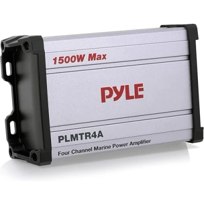 Afbeelding van Pyle 4 Kanaals Marine Versterker Ontvanger Waterdichte en Weerbestendige Buitenluidsprekers voor Boot &amp; Andere Vaartuigen 1500 Watt Vermogen Bedrade RCA, AUX MP3 Audio Ingangskabel