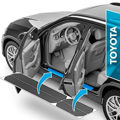 Afbeelding van uProtect auto dorpel bescherming voor Toyota Yaris Cross MXP I 2021 2025 lakbeschermingsfolie instaplijsten beschermfolie autodeur accessoires sierlijsten carbon zwart