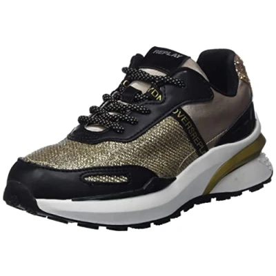 Afbeelding van Replay Athena JR Sneakers voor jongens en meisjes, 006 zwart goud, 28 EU