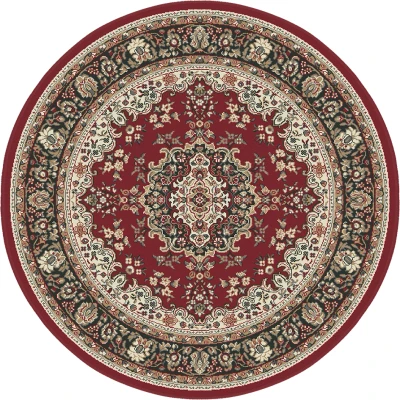 Afbeelding van Klassiek Rood Oosters Nain Medaillon Collectie Traditioneel Vintage Vloerkleed Tapijt rond Polypropyleen 160 cm