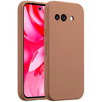 Afbeelding van Accezz Hoesje Geschikt voor Google Pixel 9a Liquid Silicone Backcover Lichtbruin