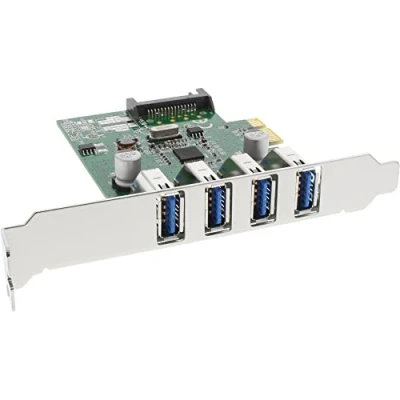 Afbeelding van InLine PCIe kaart 4x USB3.0 met SATA voeding