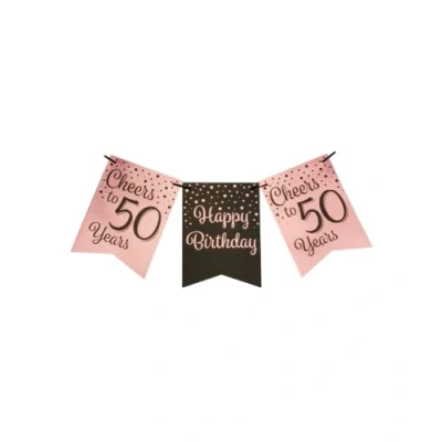 Afbeelding van Slinger Cheers to 50 years rose goud/zwart 6m
