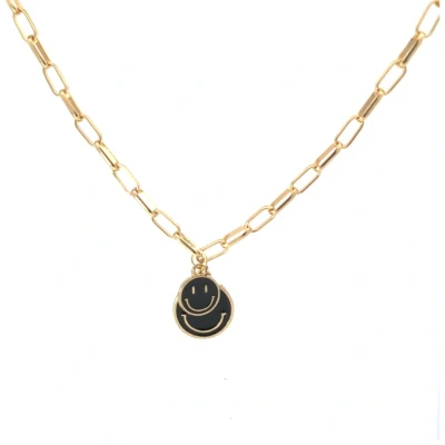Afbeelding van Casa Jadel Gouden ketting met grote en kleine zwarte smiley