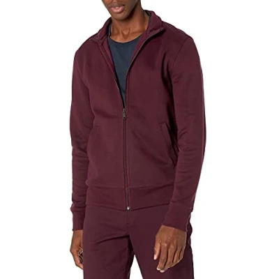 Afbeelding van Amazon Essentials Fleece Mock Neck Sweatshirt met volledige rits voor heren,Bourgondy,M