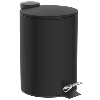 Afbeelding van EISL cosmetica emmer voor badkamer (3 liter), van roestvrij staal, zwart, deksel met softclosemechanisme, uitneembare hygiënische emmer, pedaalemmer, zwart