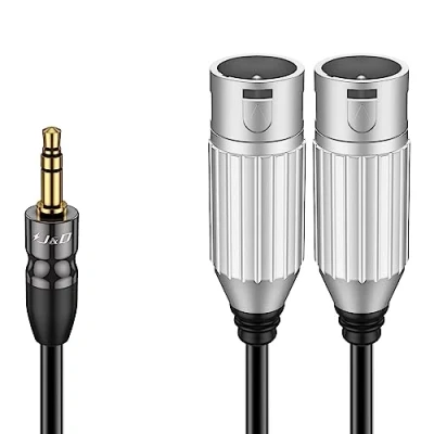Afbeelding van J&amp;D 3,5mm 1/8 inch aan Dubbele XLR Kabel, PVC Shell TRS Mannelijke Ongebalanceerde Interconnect Stereo Audio Patch Kabel Adapter voor Laptop DSLR Camera Smartphone Microfoon, 1,8 Meter
