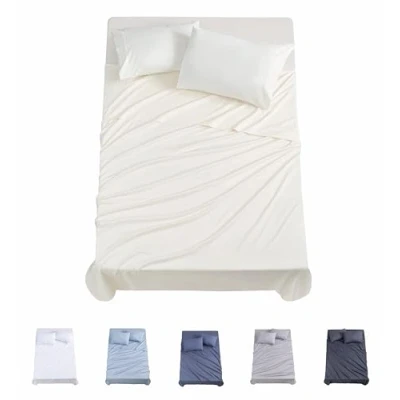 Afbeelding van Todocama 4 delige beddengoedset, 3001, hoeslaken, 2 kussenslopen, 50 x 80 cm, voor bed 180 190/200 beige
