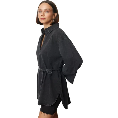 Afbeelding van Trendyol Blauw Oversized Denim Overhemd Met Knoopsluiting Twoaw25Go00082