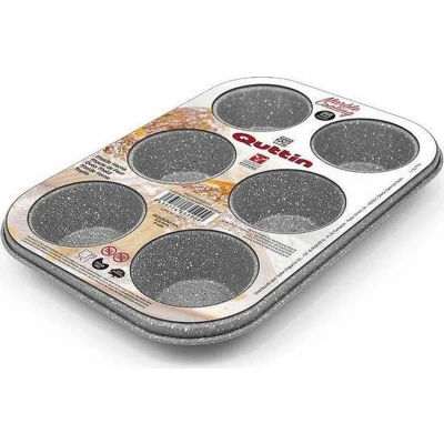 Afbeelding van Quttin bakplaat muffins voor 6 porties marmer look grijs