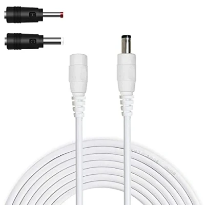 Afbeelding van Liwinting DC Verlengkabel 5.5mm x 2.1mm Aansluitkabel Power Connector Kabel Verdeler Man vrouw voor Voeding, CCTV Camera 1m Wit, en 2 Converters
