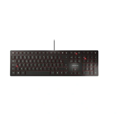 Afbeelding van CHERRY KC 6000 SLIM, Ultraplat ontwerp toetsenbord, Belgische indeling (AZERTY), Bedraad (USB A aansluiting), Stille toetsen, Duurzame labeling, Zwart