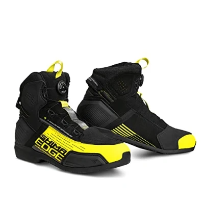 Afbeelding van SHIMA EDGE WP, waterdichte motorschoenen voor heren, ademend, versterkte straatrijschoenen met ATOP sluiting, enkelondersteuning, antislipzool, versnellingspook (Fluo, 11,5)