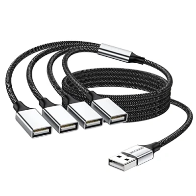 Afbeelding van MOGOOD USB Splitter, 4 in 1 Kabel, Hub NAAR adapter, Multi socket 5 vrouwelijke kabelconverter Ports Power Extension Cord Ode PC/CAR/LAPTOP