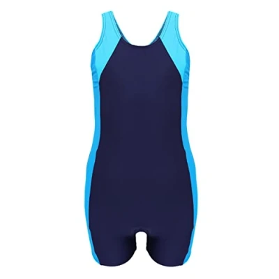 Afbeelding van Aquarti Meisjes Badpak met Pijpjes en Racerback, Donkerblauw/Turkoois/Hemelsblauw, 170