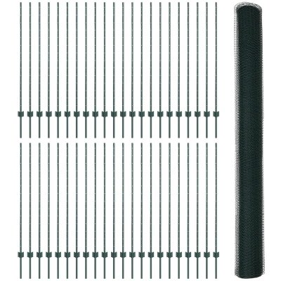 Afbeelding van vidaXL Schutting Palen 11 st U Channel Groen 140 cm Staal, Hexagon 1,4x100 m Staal