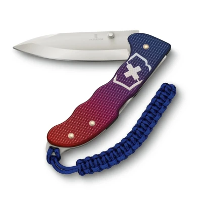 Afbeelding van Victorinox Zwitsers Zakmes Hunter Evoke Alox, Vouwmes Outdoor, 5 Functies incl. 10 cm Lemmet en Paracord Hanger, Blauw/Rood