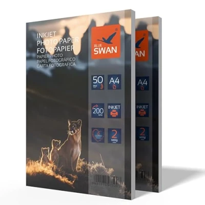 Afbeelding van BLUE SWAN A4 Inkjet Fotopapier, 200 g/m², Dubbelzijdig Glanzend, Sneldrogend &amp; Krasbestendig, 100 Vellen Hoge Resolutie, Levendige Kleuren voor Foto&#039;s, Flyers en Presentaties