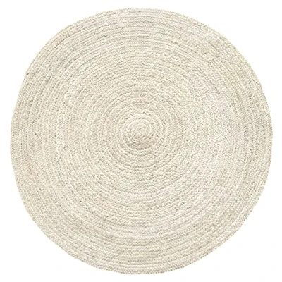Afbeelding van HAMID Vloerkleed Rond Half Wit, Van Jute, Tapijt Alhambra Natuurlijk, 100% Handgeweven, Woonkamer, Slaapkamer, Eetkamer, Gang, Ingang (100x100cm)