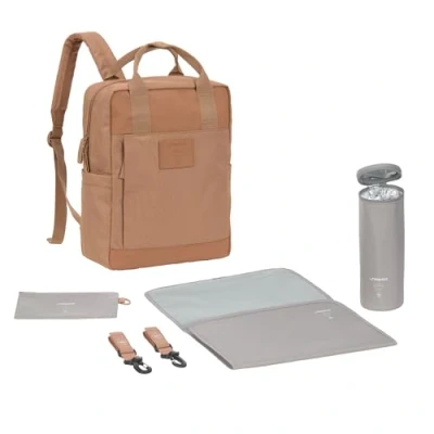 Afbeelding van LÄSSIG GRE Vividal Luierrugzak voor baby&#039;s, luiertas, rugzak met aankleedonderlegger, kinderwagenbevestiging, flessenhouder, duurzaam geproduceerd/GRE Backpack Almond
