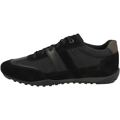 Afbeelding van Geox U Wells B LOW Sneakers laag, Heren, Maat: 42, Black Leer en imitatieleer