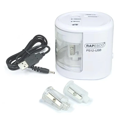 Afbeelding van Rapesco automatische potloodslijper PS12, 2 gaats, USB of batterij, wi