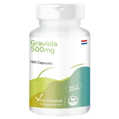 Afbeelding van graviola 500mg 180 veganistische capsules Gemaakt van fruit (spiny annone, soursop) hoge dosering ! VOOR 6 MAANDEN in Duitsland Vitamintrend®