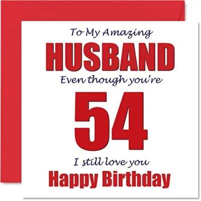 Afbeelding van Grappige 54e verjaardagskaarten voor echtgenoot 54 I Still Love You Gelukkige verjaardagskaart van echtgenote partner, vierenvijftig manlief plagergeschenken, 145 mm