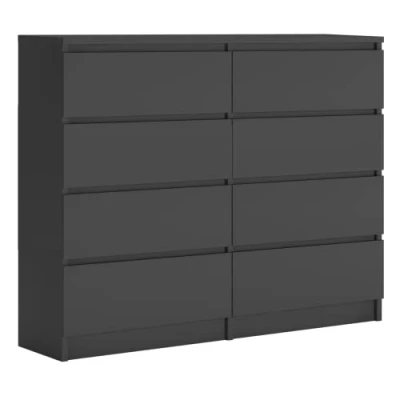 Afbeelding van Ladekast 120 cm met 8 laden in Scandinavische stijl, kleur: antraciet, afmetingen: L x D 39 H 102 cm, kledingkast slaapkamer volwassenen, dressoir woonkamer, commode slaapkamer, opbergkast