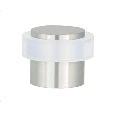 Afbeelding van EVI Deurstopper 20 x mm Wit natuurlijk siliconenrubber RVS matte afwerking vloermontage inclusief schroef + bevestigingsplug Model I 157