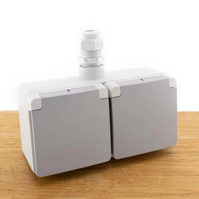 Afbeelding van Niko hydro wandcontactdoos wcd horizontaal 2 voudig 700 37848