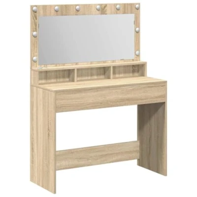 Afbeelding van vidaXL Sonoma eik Spaanplaat 100 x 41 135 cm Spiegel Kaptafel