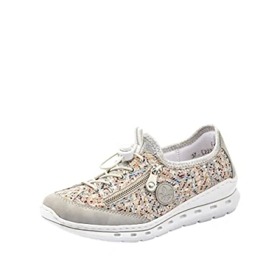 Afbeelding van Rieker Dames L0858 Slipper, Cement Pebble Multi Silverflower 40 grijs, 36 EU, EU