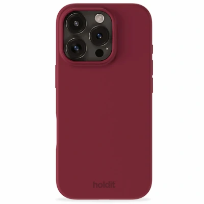 Afbeelding van Apple iPhone 16 Pro Max Hoesje Siliconen en TPU (zacht) Holdit Hardcase/Backcover Donkerrood Telefoonhoesje