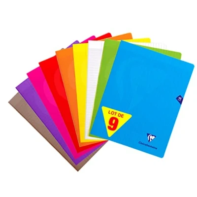 Afbeelding van Clairefontaine 299311AMZC Set van 9 Mimesys Geniet Schriften 24x32cm 48 Grote Ruiten Pagina&#039;s Assortiment Polypropyleen kaft (Rose, Blauw, Rood, Geel, Groen, Grijs, Violet, Oranje, Kleurloos)