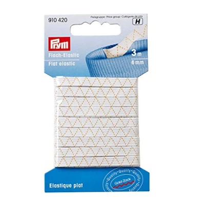 Afbeelding van Prym Wit (6 mm, 3 m) plat elastisch 1 Stuk