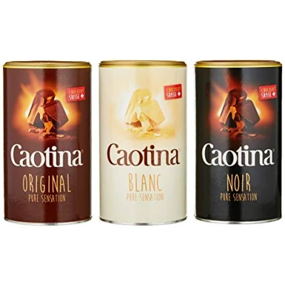 Afbeelding van Caotina set van 3, original, noir, blanc, Cacaopoeder met Zwitserse Chocolade, Warme Chocolademelk, 3 x 500g