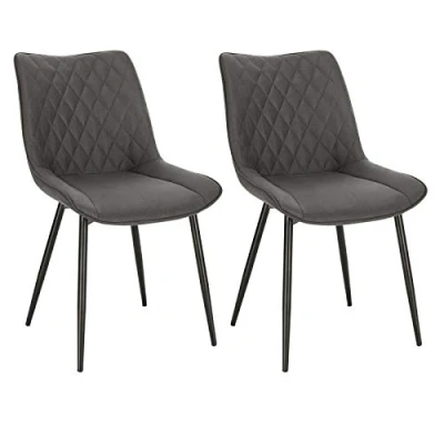Afbeelding van WOLTU BH248dgr 2 eetkamerstoelen set van 2, keukenstoelen wetenschap stof zitting metalen poot, donkergrijs