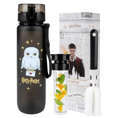 Afbeelding van Wizarding World Drinkfles BPA vrije Tritan Waterfles Met Fruithouder En Flessenreiniger 1 klik sluiting Sportfles voor School Werk Outdoor Harry Potter 1000ml