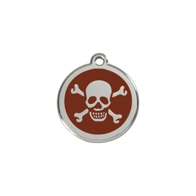 Afbeelding van Cross Bone Brown roestvrijstalen hondenpenning small/klein dia. 2 cm RedDingo