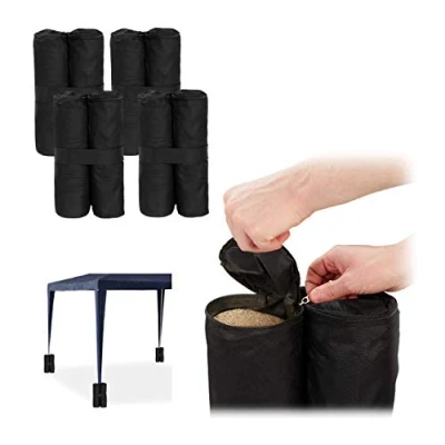 Afbeelding van Relaxdays partytent gewichten 4 stuks, verzwaring voor paviljoen &amp; tenten, vullen met zand, stenen, 10kg per voet, zwart
