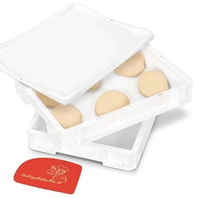 Afbeelding van RoyalFay pizzaballendoos Made in Germany voedselveilig 30x40x8 cm (2 dozen en 1 deksel) witte rijsdoos voor pizzadeeg