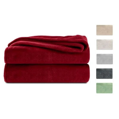 Afbeelding van Komfortec Fleece Deken Met kasjmier gevoel Plaid 240x220 cm Super Zacht Bordeaux Rood