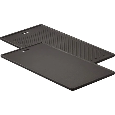 Afbeelding van RÖSLE Videro gietijzeren grillplaat voor vlees en kleine grillstukken, grill branding, 45x24 cm, alle modellen vanaf modeljaar 2021, zwart