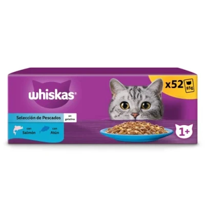 Afbeelding van whiskas Natvoer in gelei voor katten, volwassenen, viskeuze, 13 x 4 zakjes 85 g