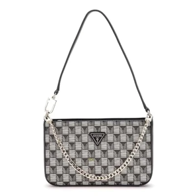 Afbeelding van GUESS schoudertas G Wave II Mini Top Zip Shoulder Bag Black Logo veelkleurig