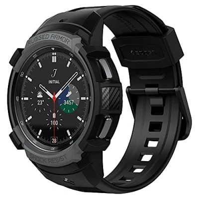 Afbeelding van Samsung Galaxy Watch (46mm) Hoes: Spigen Rugged Armor Pro Case Shockproof/Valbescherming Bumper Donkergrijs Kunststof Smart Covers