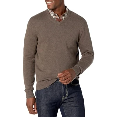 Afbeelding van Amazon Essentials Sweater met V hals voor heren,Bruine Heather,XL XXL