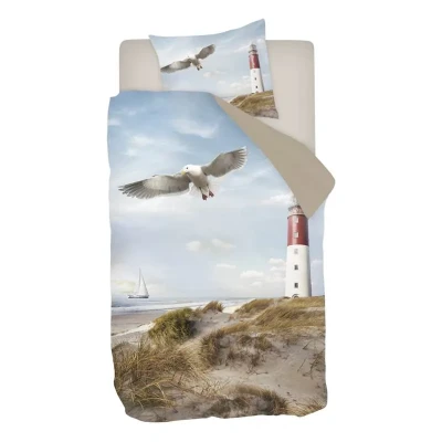 Afbeelding van Snoozing Lighthouse Dekbedovertrek Eenpersoons 140x200/220 cm + 1 kussensloop 60x70 Taupe