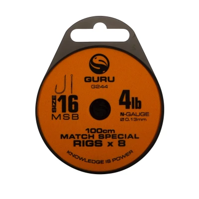 Afbeelding van Guru Match Special Rig 1,00m (13/00) Size 16 Witvis onderlijnen